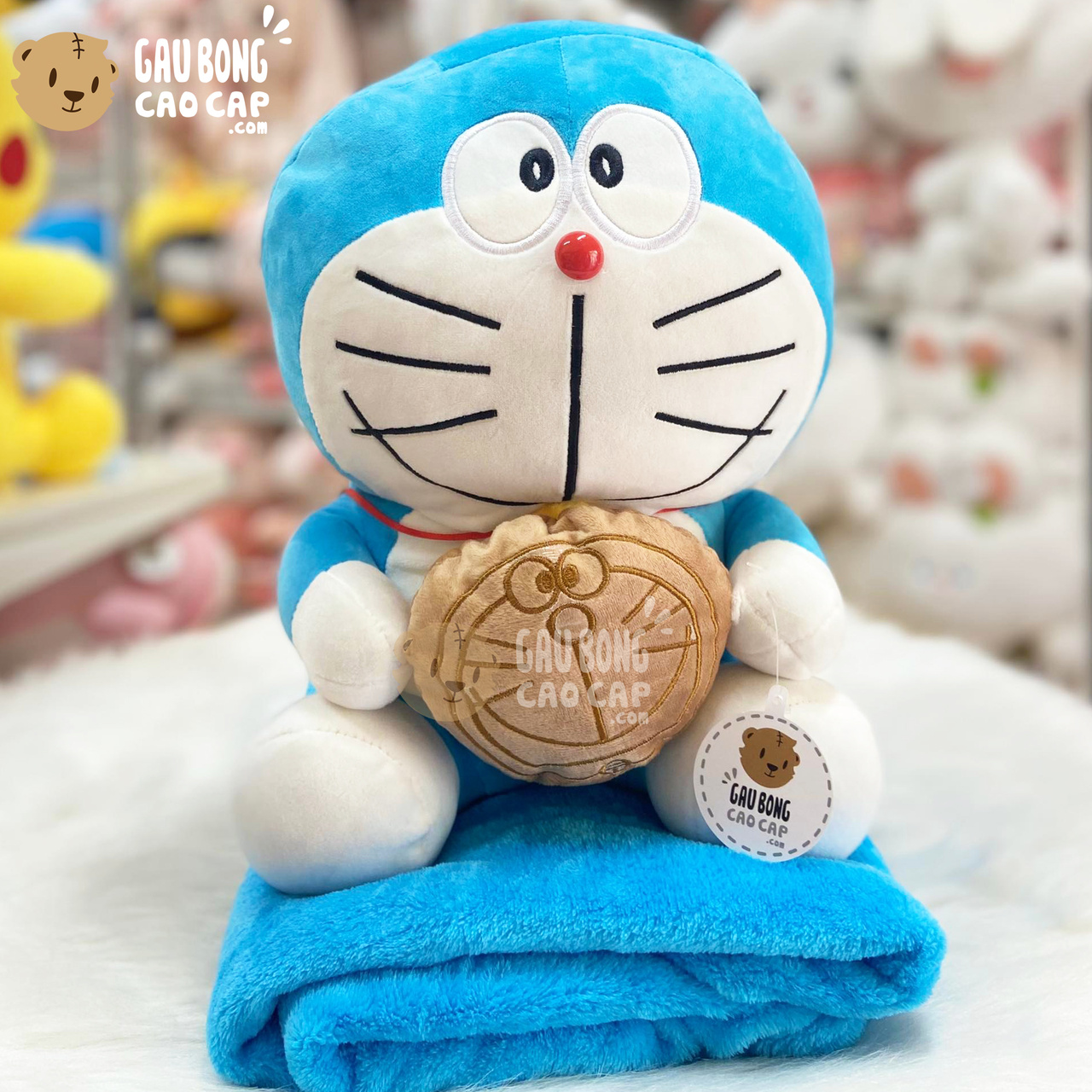 Gối mền 2in1 Gấu Bông Doremon ôm Bánh